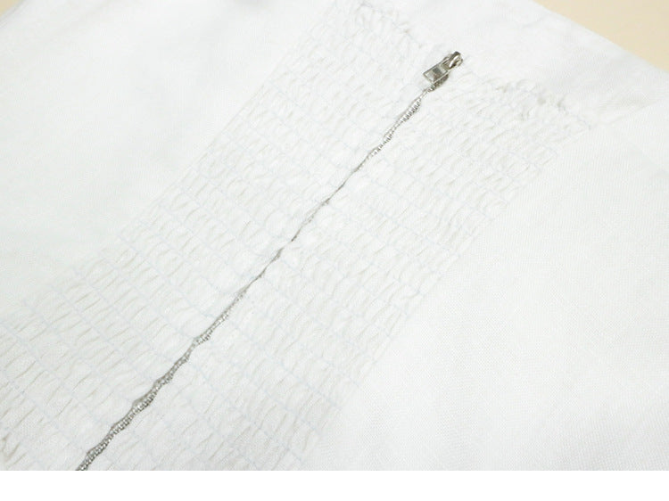 White linen a line midi sundress square neck summer