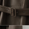 Mid length women leather trench jacket coat