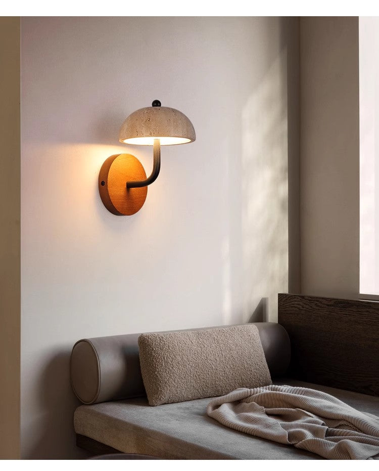 Yellow Travertine Wabi-Sabi Mushroom Wall Lamp