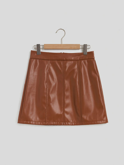 Women's faux Leather A-Line Mini Skirt