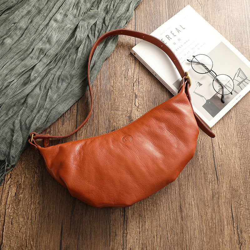 Women’s Genuine Leather Shoulder Croissant Purse