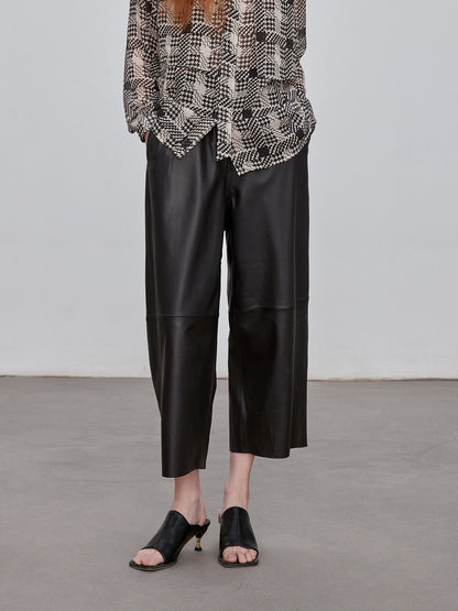 Women Leather Baggy Harem Pants