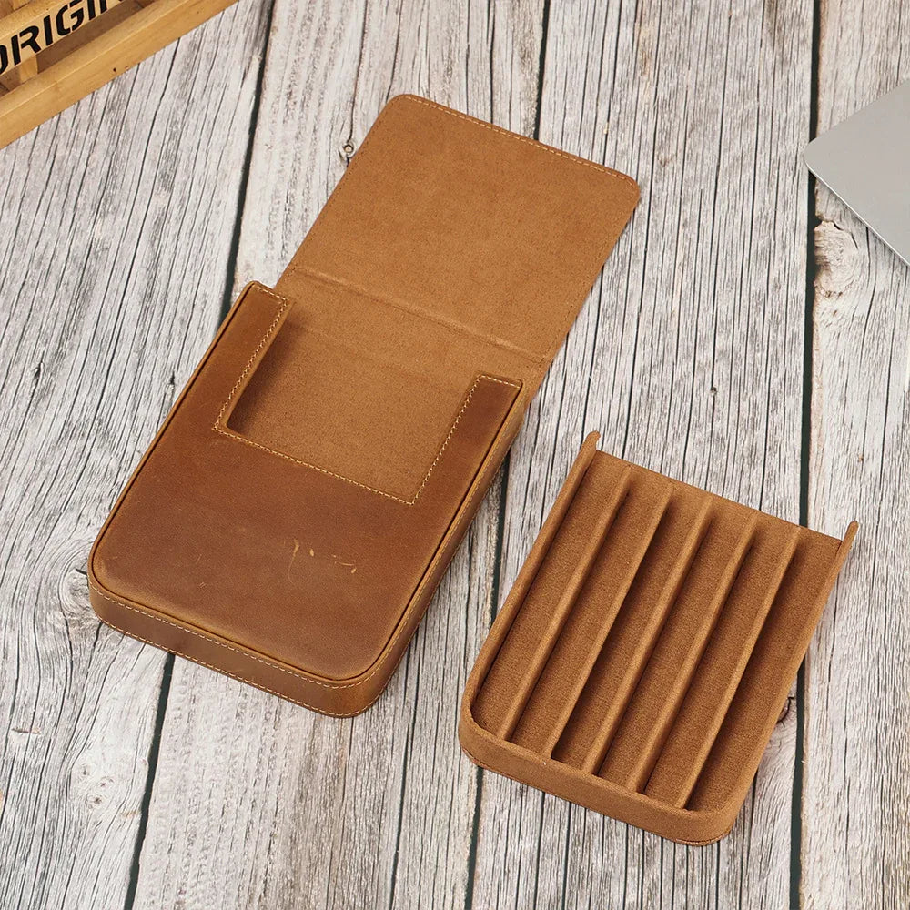 Genuine leather magnetic 6 pen drawer case 2