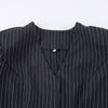 Women Navy Blue Pinstripe Blazer Skirt Set Two-Piece Outfit