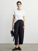 Women Leather Baggy Pants Retro Elastic Waist Loose Fit