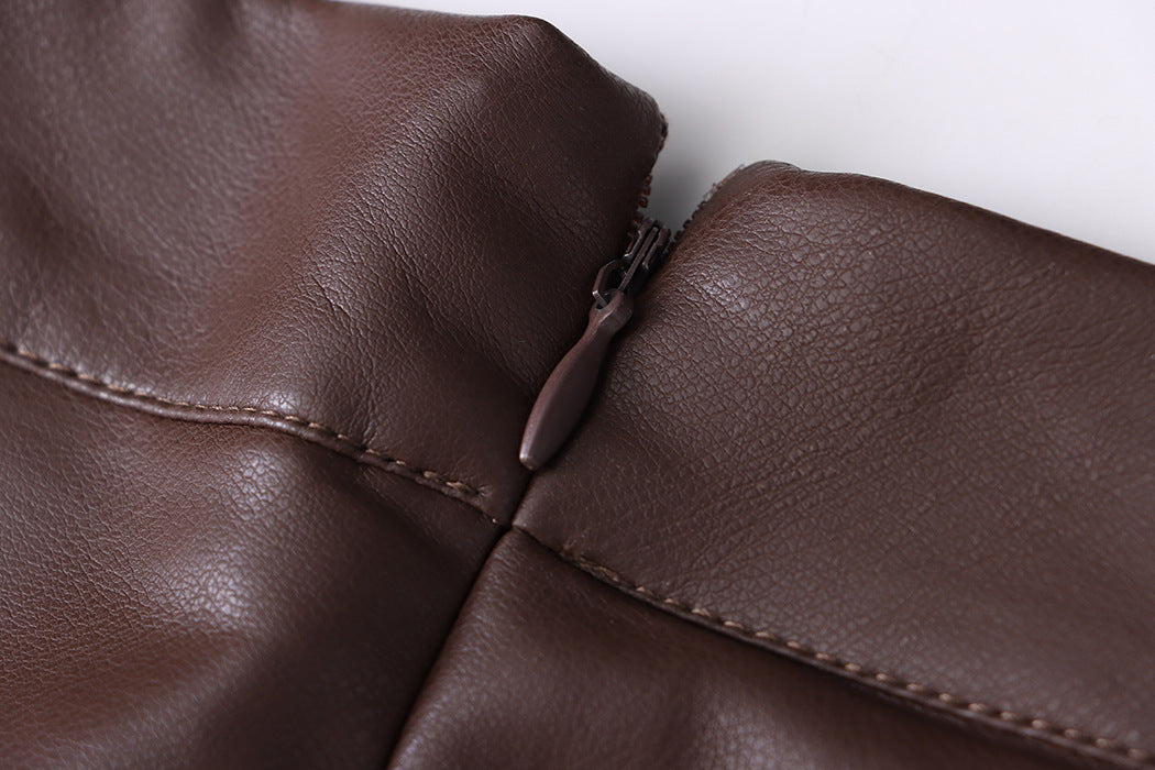 Leather Skirt High Waist Mermaid Hem