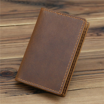 Men’s Crazy Horse Leather Card Holder Wallet in Cowhide