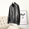 Women Oversized Leather Jacket Bomber Style