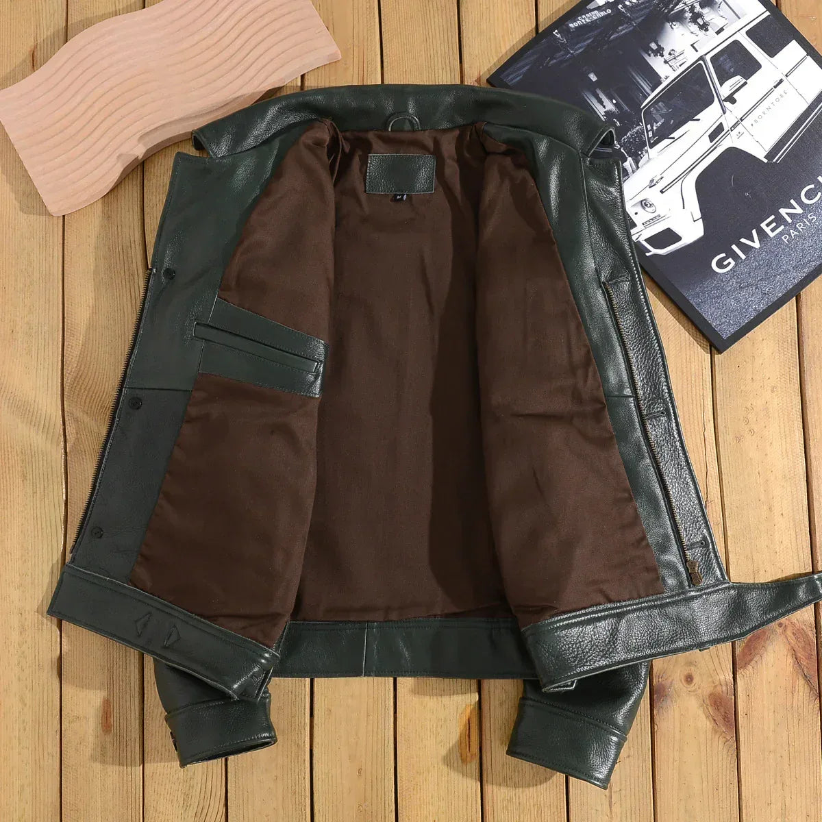 Men’s Military Style Cowhide Leather Jacket