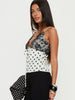 Women’s Polka Dot Lace Trim Satin Camisole Top