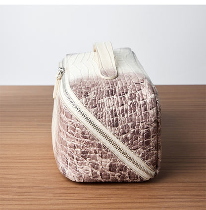 Women’s Genuine Leather Crocodile Pattern Cosmetic Bag