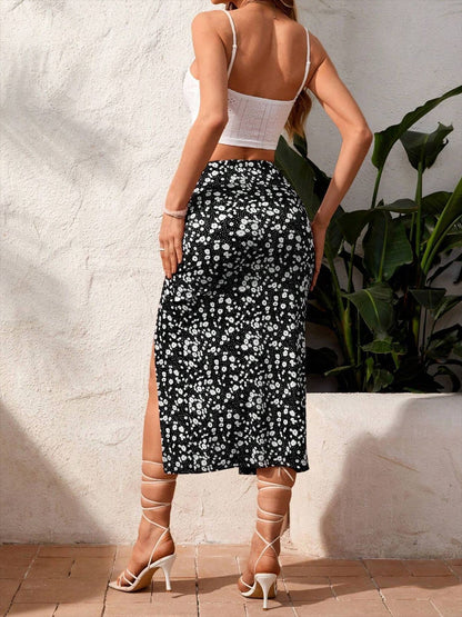 Spaghetti Strap Top And Drawstring Slit Skirt