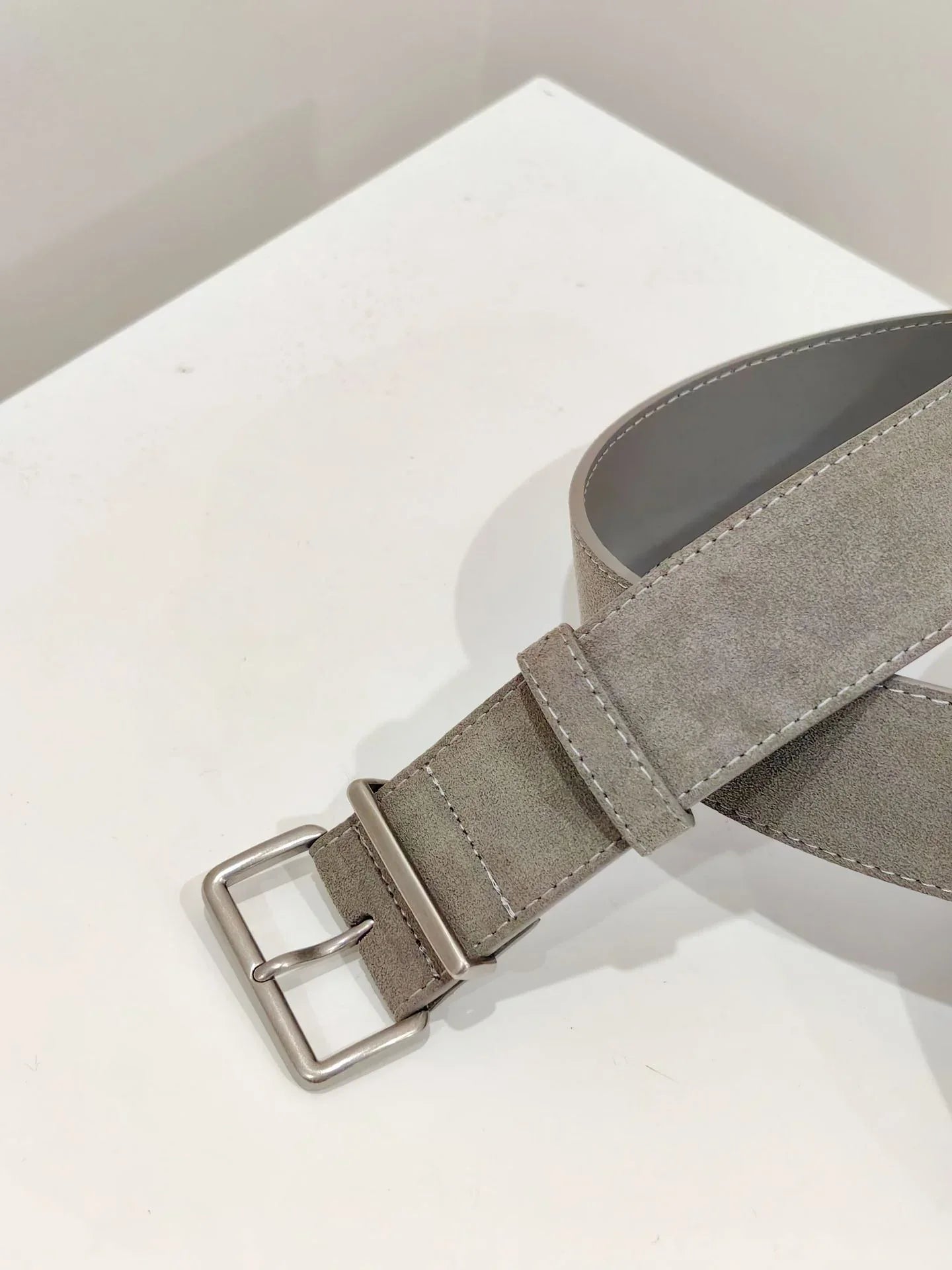 women suede leather wide belt with silver buckle