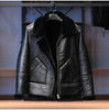 Men Real Sheepskin Shearling Fur Flight Bomber Jacket