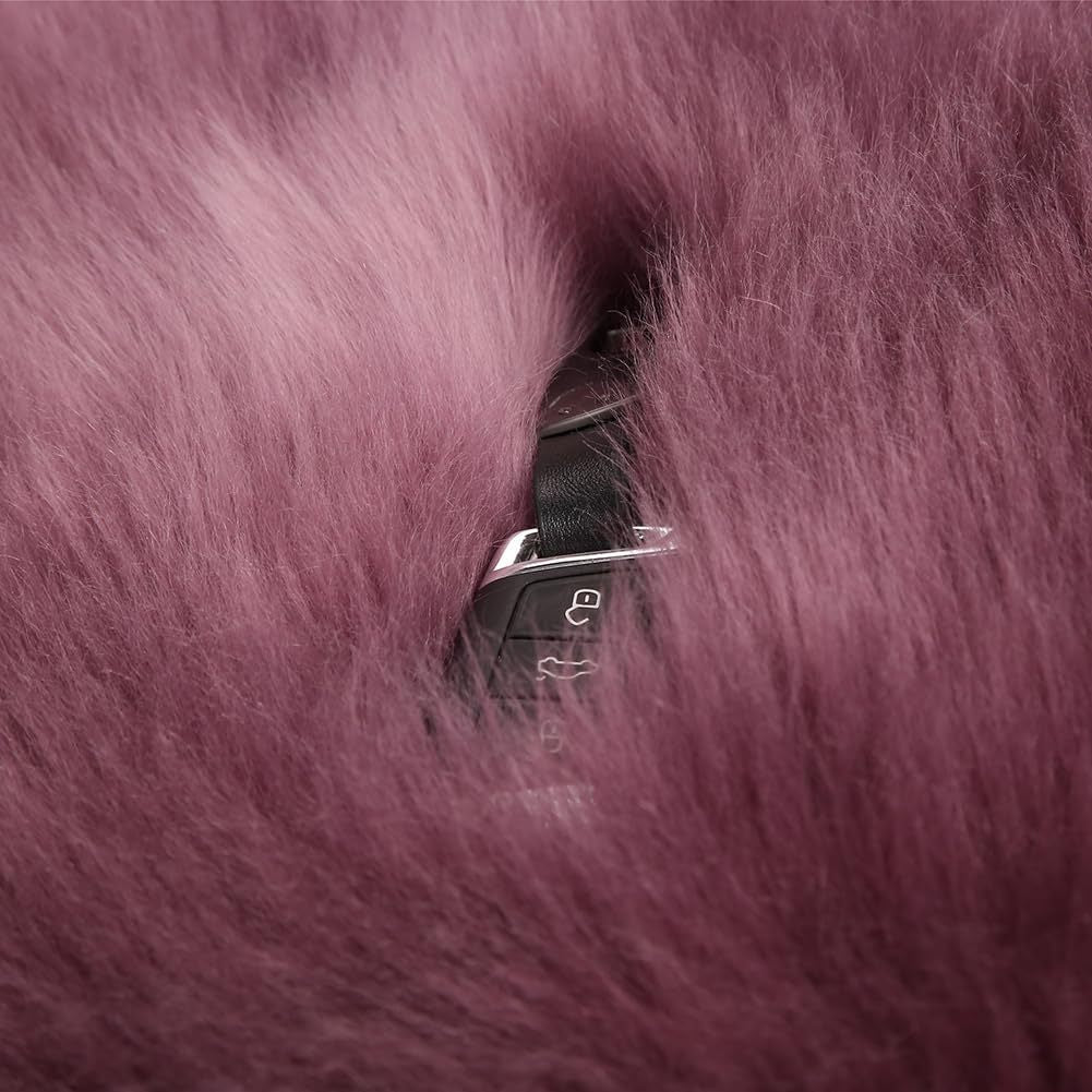 Long Hair Sheepskin Car Seat Cover with Plush Wool Backrest