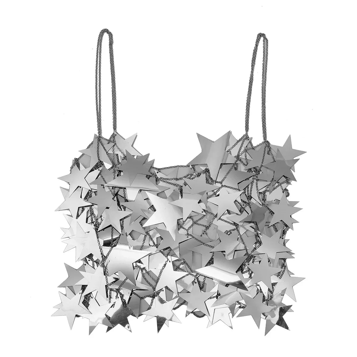 Reflective Star Sequin Chain Mesh Festival Top