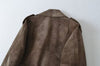 Women Brown Velvet Motorcycle Jacket Cropped Suede