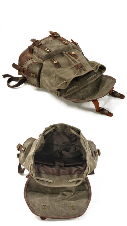 Vintage Canvas Backpack with Leather Trim for Everyday Travel