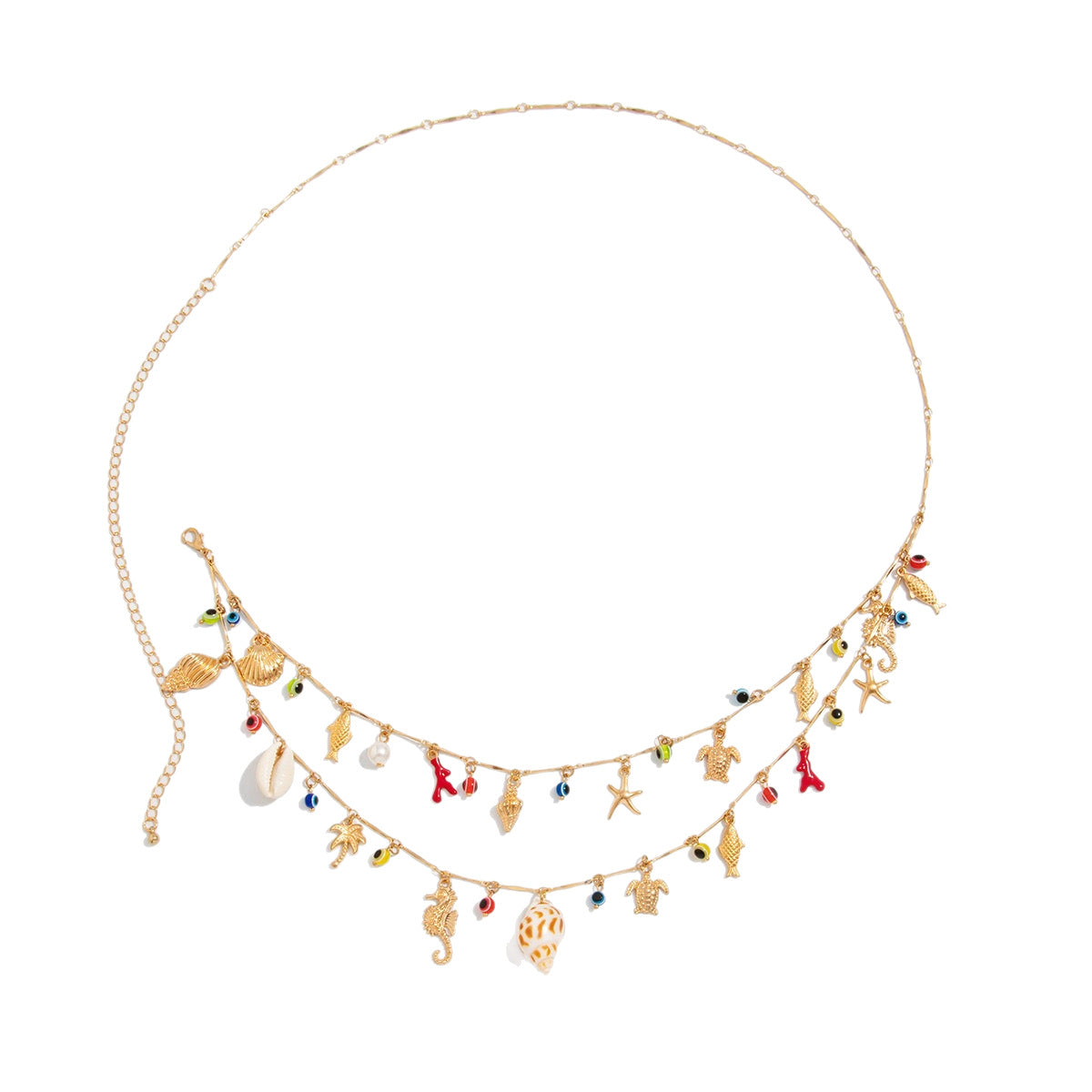 Women’s Beach Charm Waist Chain with Ocean Pendants