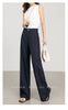 Wide leg trousers women in navy and brown