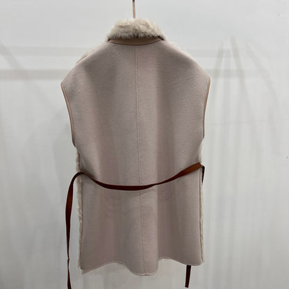 Reversible Women Sheepskin Fur And Cashmere Vest