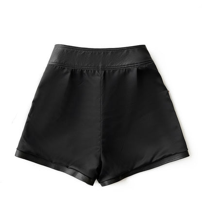 Women’s Leather High Waist Shorts Wide Leg