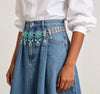 Women’s Turquoise Tassel Waist Chain with Silver Tone Drops