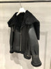 Women’s Black Leather Bomber Jacket with Fur Collar