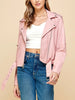 Women PU Cropped Leather Biker Jacket