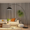 Modern black arching floor lamp with adjustable span