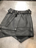 High-Waisted Irregular Hem Motorcycle Leather Mini Skirt