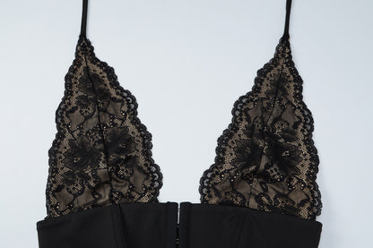 Lace Wrapped Chest Button Top with Long Pants