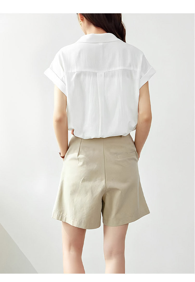 white button down shirt short sleeve women's