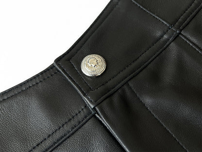 Women’s Leather High Waist Shorts Wide Leg