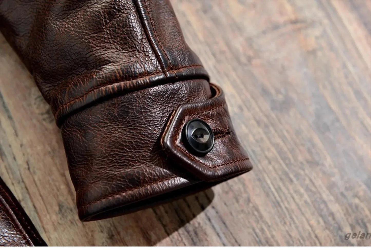Men’s Retro Waxed Cowhide Leather Jacket