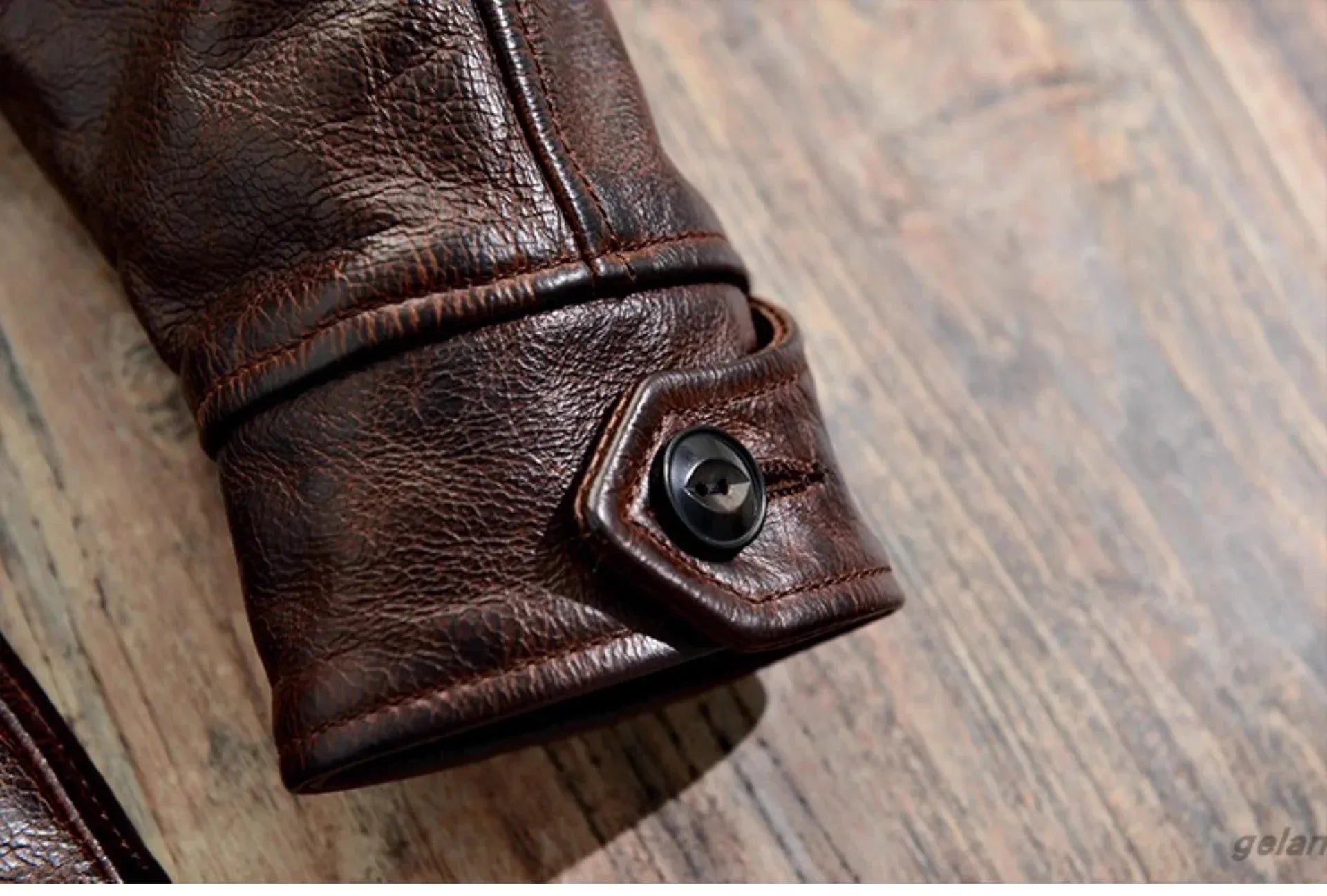 Men’s Retro Waxed Cowhide Leather Jacket