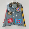 Women’s Sequin Patch Denim Jacket Street Style Jean Coat