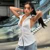 Backless sleeveless shirt blouse