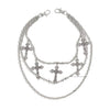 Layered Silver Cross Pants Chain with Gothic Pendants