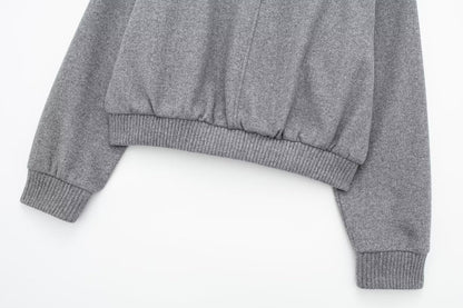 Women Loose Wool Bomber Pilot Jacket