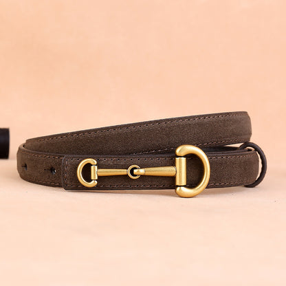 Women’s Suede Leather Horsebit Belt in Cowhide