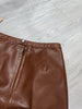 Women’s Real Leather Mid-Length Skirt with Back Slit