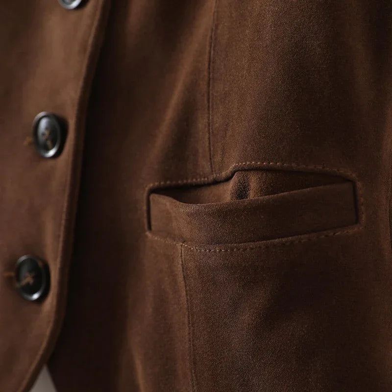 Women Brown Genuine Suede Leather Vest