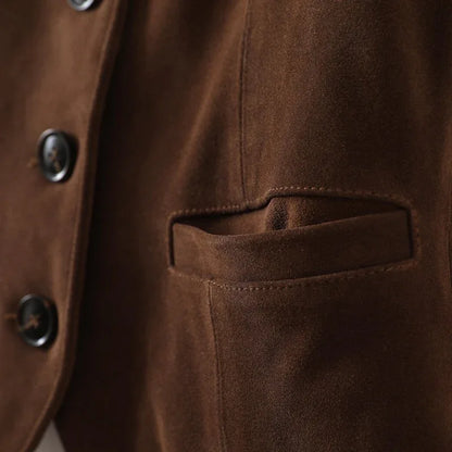 Women Brown Genuine Suede Leather Vest