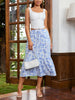 Drawstring waist skirt with blue floral print