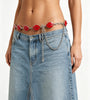 Women’s Red Lip Waist Chain Silver Tone Belt