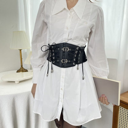 Women’s Faux Leather Corset Belt With Lace Up Sides