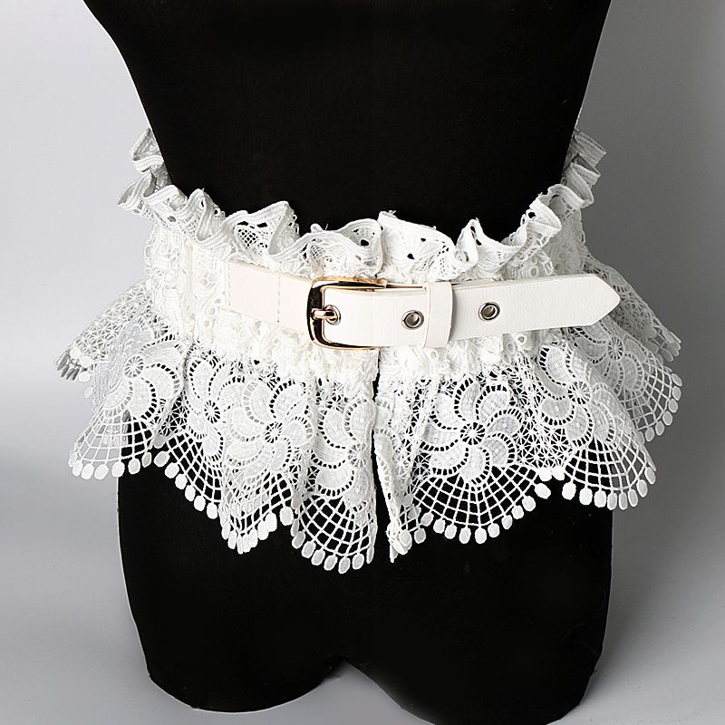 Women’s Wide Lace Waist Belt with Elastic Back Design