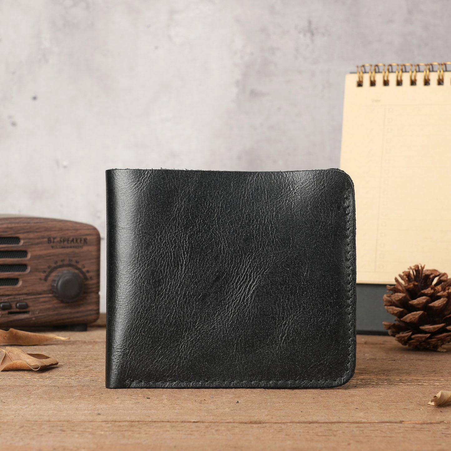 Men’s Genuine Cowhide Leather Bifold Wallet with ID Window