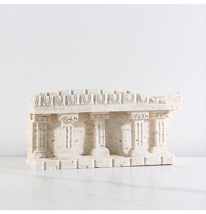 Roman  Yellow Travertine Marble Column Ornament